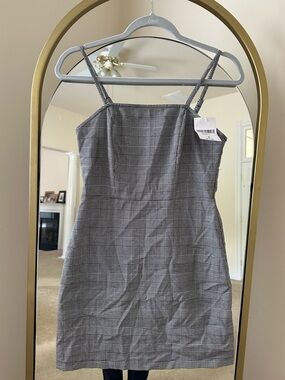 Forever 21 Gray Plaid Square-Neck Mini Dress